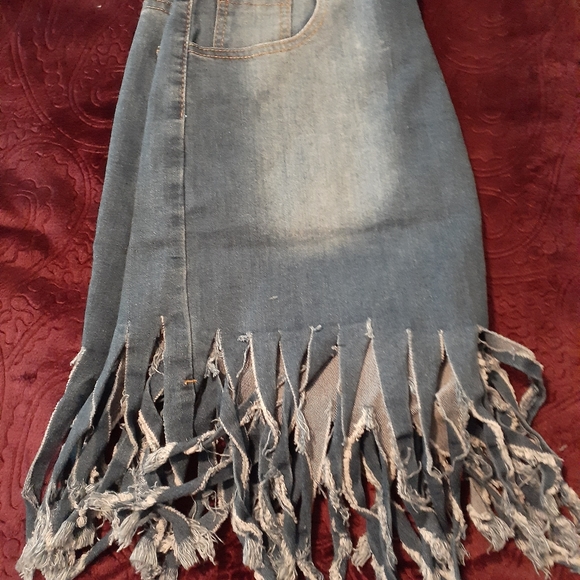 Fringed Rugged Jean Shorts - Picture 4 of 5